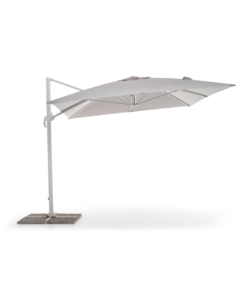 OMBRELLONE DA GIARDINO RETRATTILE "VERSO" CON STRUTTURA IN ALLUMINIO BIANCO E TELO GRIGIO- 3X4X2 METRI